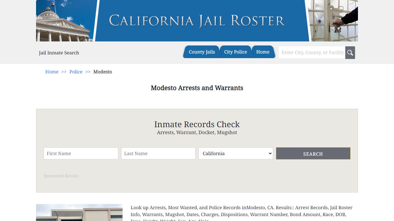 Modesto Arrests and Warrants | Jail Roster Search